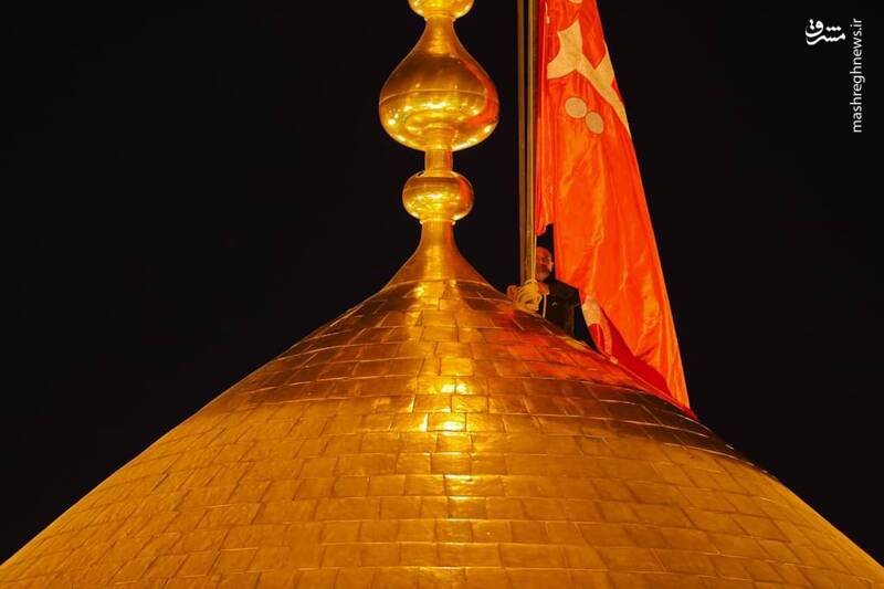عکس/ پرچم گنبد سیدالشهدا به رنگ سرخ درآمد