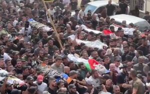 فیلم/ تشییع پیکر شهدا در اردوگاه جنین تشییع پیکر شهدا در اردوگاه جنین