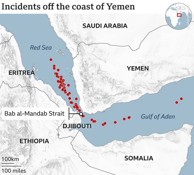 نگاهی به کمپین هوایی و دریایی یک ساله آمریکا در دریای سرخ/ شلیک بی نتیجه ۸۰۰ موشک امریکایی به سمت یمن! +نقشه و تصاویر