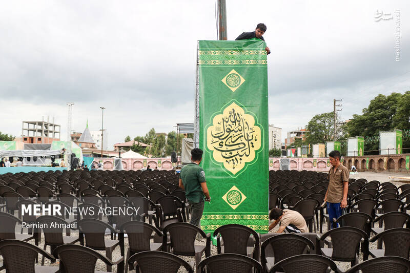 عکس / آمادهسازی محل برگزاری جشن بزرگ پیامبر (ص) در آمل 9