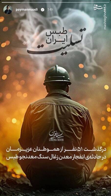 عکس / واکنش برخی هنرمندان به حادثه معدن طبس 7