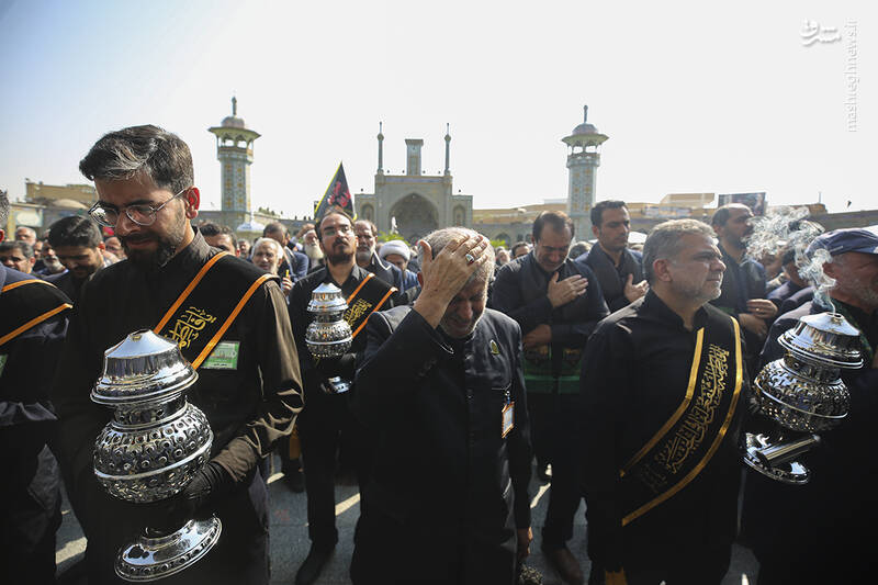 عکس/ دسته عزای خادمان حرم مطهر در روز شهادت حضرت معصومه(س)