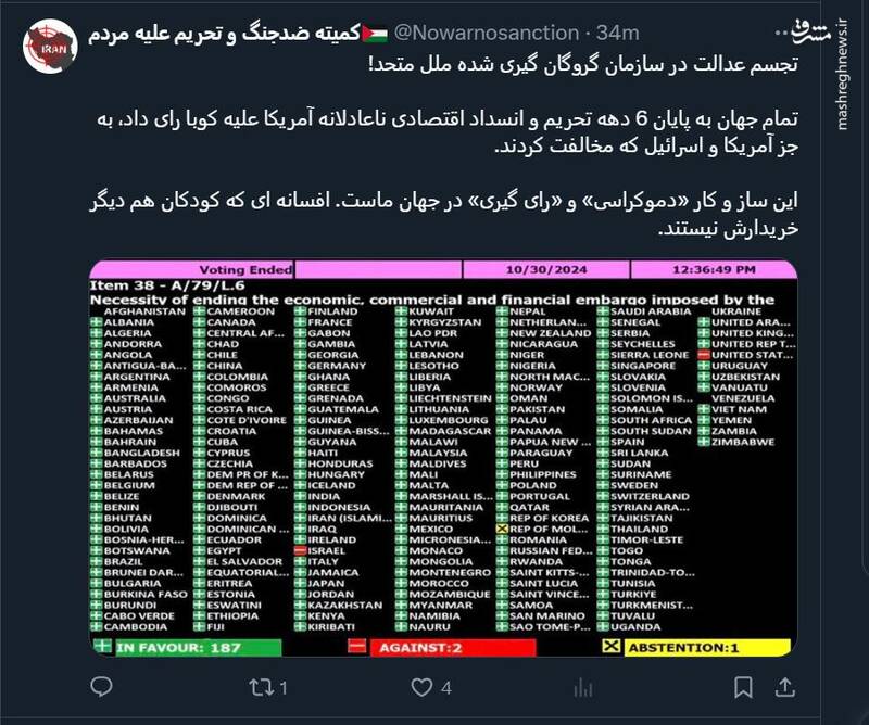 تجسم عدالت در سازمان گروگانگیری شده ملل متحد!