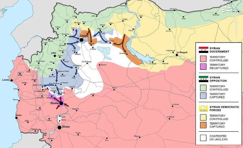 سقوط شهر حلب و رویاپردازی تروریستهای بین المللی برای اشغال سوریه/ اخبار امیدوارکننده از ضد حمله بزرگ ارتش سوریه در شمال حماه +نقشه و تصاویر