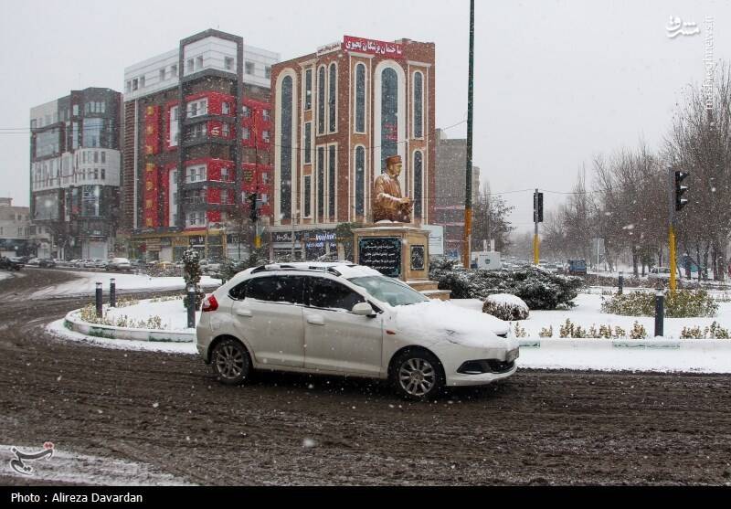 عکس/ بارش برف در اردبیل