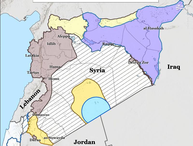 نگاهی به نقشه امروز سوریه و مناطقی که تحت کنترل گروههای مختلف است!
