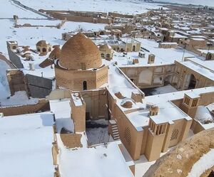 تصویری از نائین در یک روز برفی