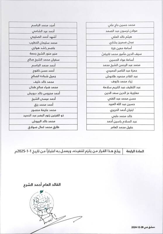 نگاهی به کابینه و فرماندهان نظامی دولت تحریر الشام/ حضور فرماندهان غیر سوری در ساختار جدید ارتش +عکس