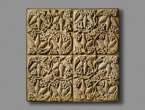 تصویری از گچبری ساسانی کشف شده در تیسپون عراق