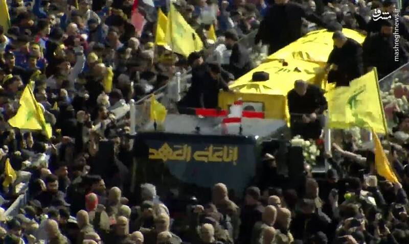 عکس/ ورود پیکر شهیدان نصرالله و صفیالدین به محل مراسم تشییع