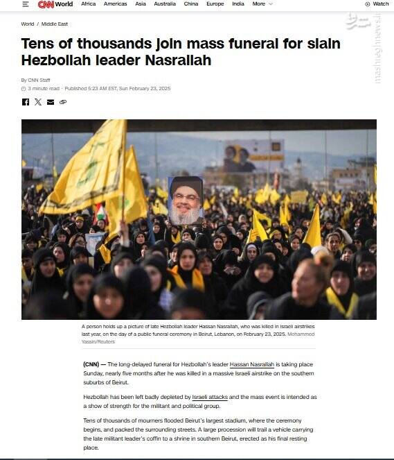 بازتاب تشییع پیکر شهید نصرالله و شهید صفی الدین در رسانههای رژیم صهیونیستی و جهان