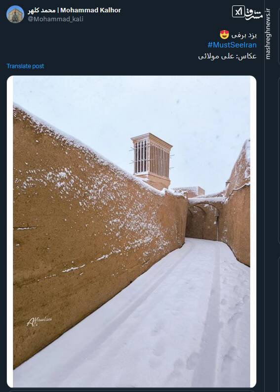 کوچه پس کوچه های برفی یزد به روایت تصویر