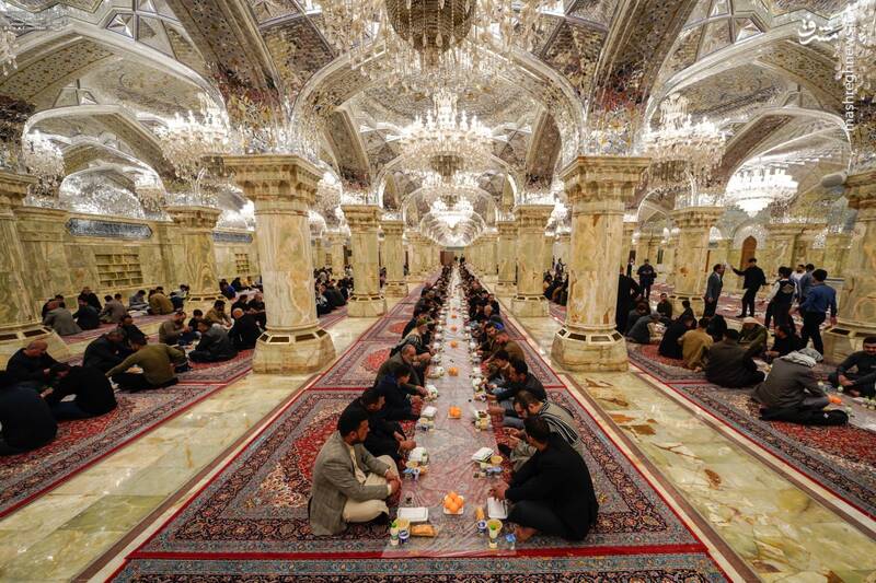 عکس/ سفرههای افطار در صحن فاطمهالزهرا(س) نجف