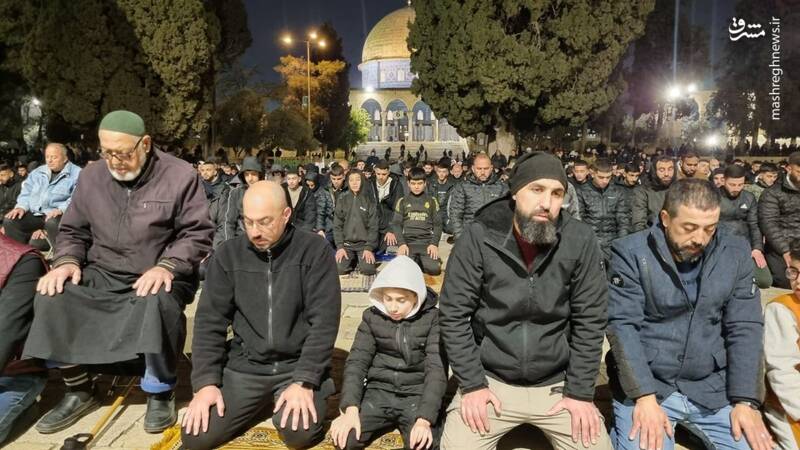 عکس/ اقامه نماز تراویح در دهمین شب رمضان در مسجدالاقصی