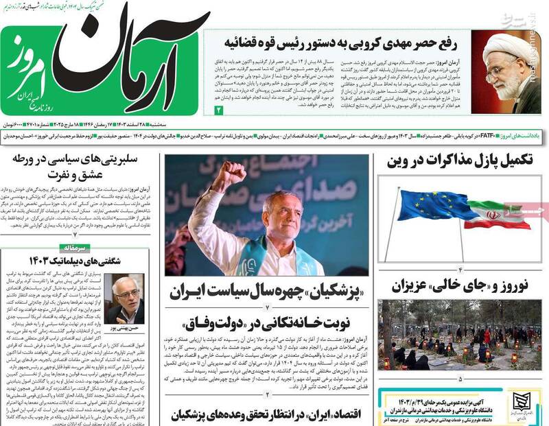 پایان عجیب پرونده کروبی به روایت کاسبان حصر! / روزنامه اصلاحطلب: دولت پزشکیان باید خانهتکانی اساسی کند 4