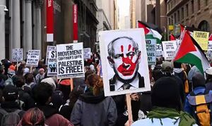 ویدئویی از تظاهرات حامیان فلسطین در سان‌فرانسیسکو