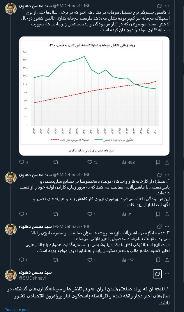 کاهش ظرفیت سرمایهگذاری خالص کشور