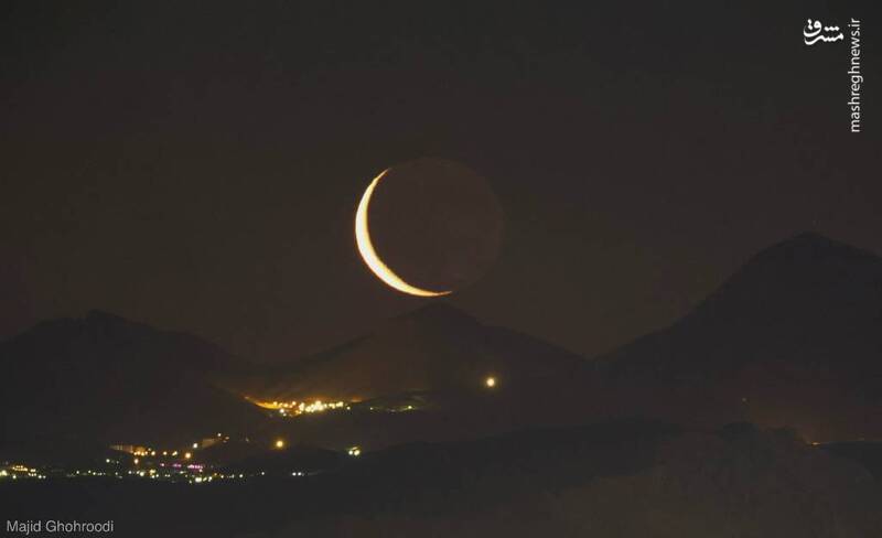 طلوع هلال ماه بر فراز منطقه سرخه حصار تهران