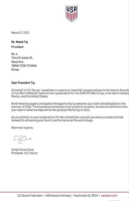 تبریک فدراسیون فوتبال آمریکا برای صعود ایران به جامجهانی +عکس