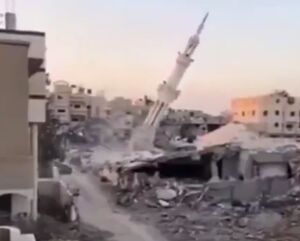 ویدئویی از تخریب آخرین مناره باقی مانده در غزه در روز عید فطر