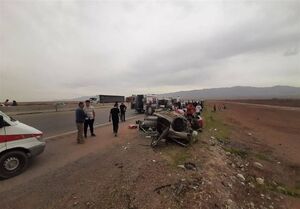 واژگونی پراید در اتوبان غدیر با ۲ کشته