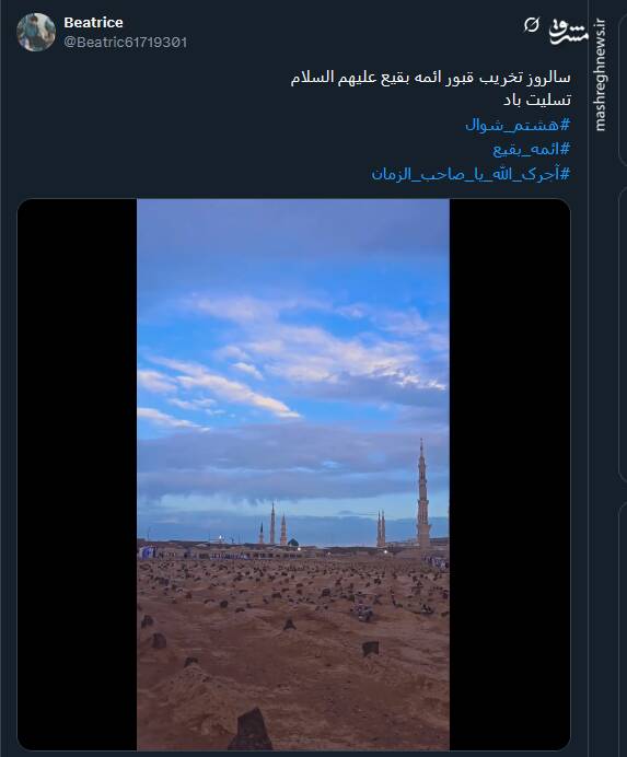 پیام کاربران مجازی در سالروز تخریب بارگاه ائمه بقیع(ع)