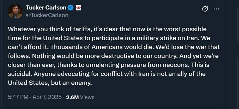 درگیری با ایران به معنای خودکشی و مرگ هزاران آمریکایی است