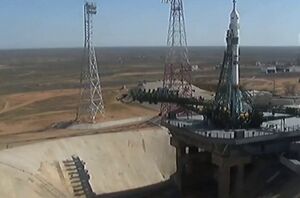 تصاویری از پرتاب فضاپیمای سایوز به پایگاه فضایی بین‌المللی