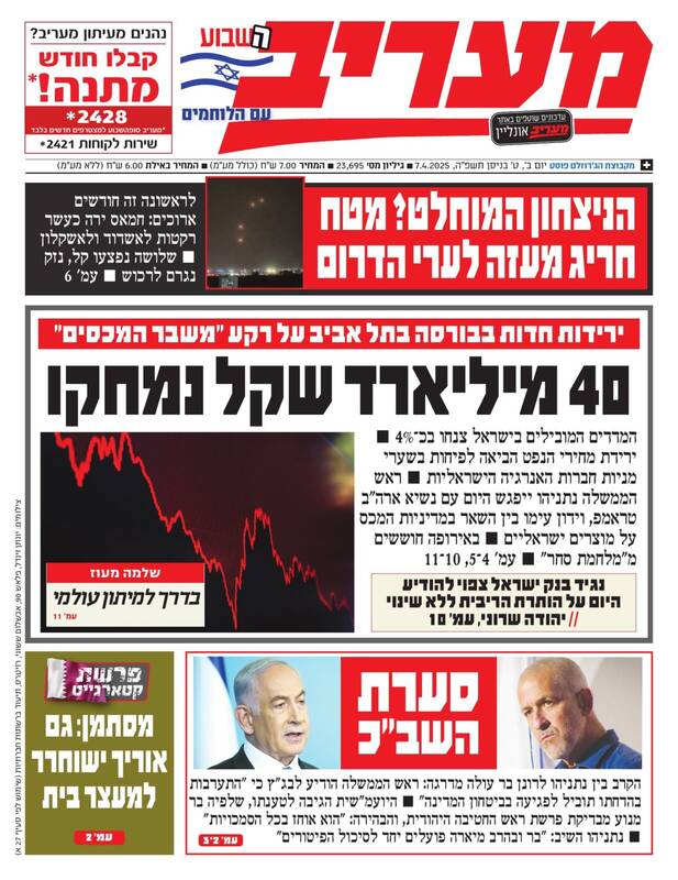 صفحه نخست روزنامه های عبری زبان/ ضرر میلیاری رژیم صهیونیستی از تعرفههای ترامپ