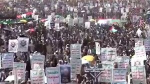 تظاهرات یمنی‌ها در حمایت از غزه + فیلم