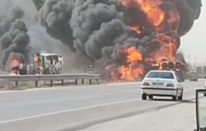 فیلم/ انفجار تریلی حامل سوخت در جاده مشهد-تربت‌جام