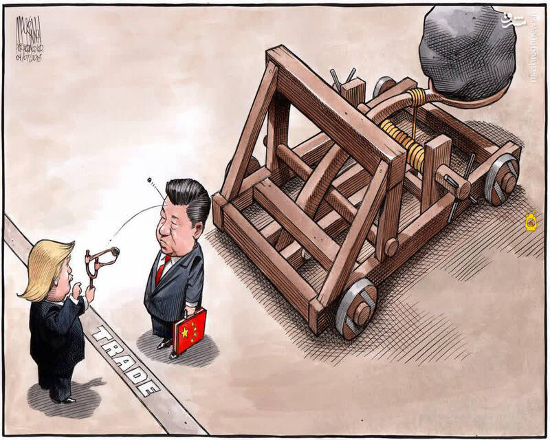 حقیقت جنگ تجاری آمریکا و چین از منظر کاریکاتور