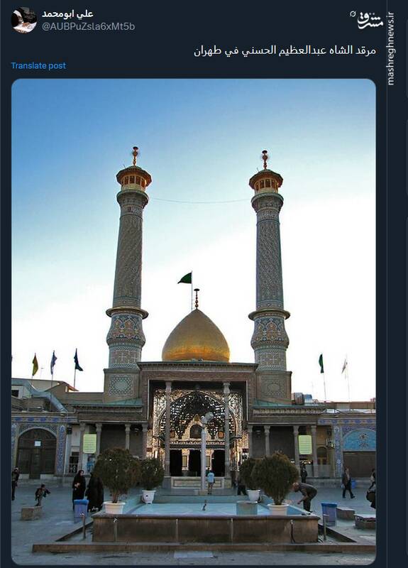 پیام توئیتریها بمناسبت سالروز وفات حضرت عبدالعظیم حسنی