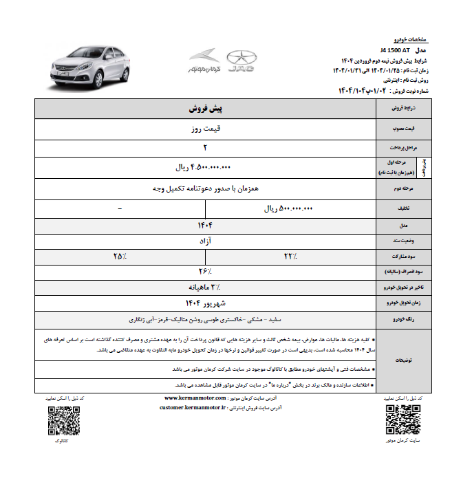 آغاز پیش فروش محصولات کرمان موتور