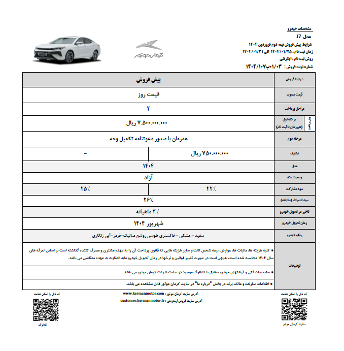 آغاز پیش فروش محصولات کرمان موتور