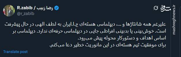 خوشبینی یا بدبینی افراطی جایی در دیپلماسی حرفهای ندارد