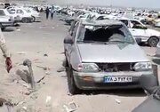 حجم تخریب خودروهای شخصی در بندر شهید رجایی