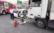 تصادف مرگبار کامیون و پراید در اتوبان خرازی تهران