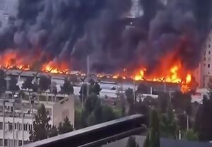 فیلم/ آتش‌سوزی عظیم در بازاری در مرکز تفلیس گرجستان