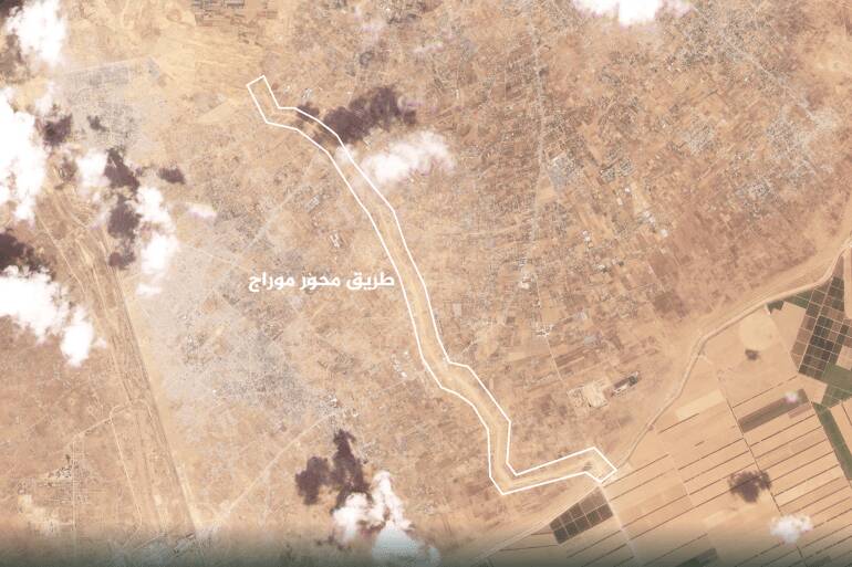 صور أقمار صناعیة توثق توسعات فی محور موراج وتمهید منطقة جدیدة فی رفح (Planet Labs PBC )