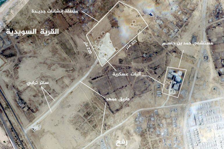 صور أقمار صناعیة توثق توسعات فی محور موراج وتمهید منطقة جدیدة فی رفح (Planet Labs PBC )