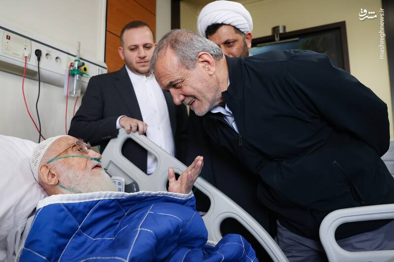 عیادت پزشکیان از آیتاللهالعظمی نوری همدانی+ عکس