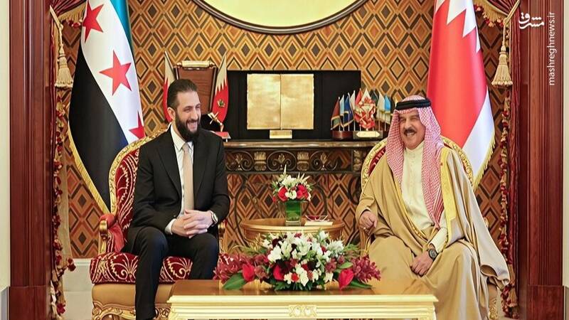 استقبال گرم شاه بحرین از جولانی+ عکس