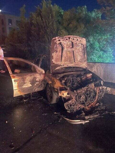 حریق خودروی سمند در بزرگراه شهید همت