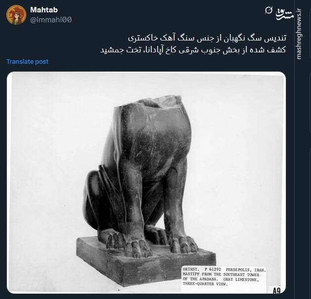 تندیس سگ نگهبان کشف شده در کاخ آپادانا+ عکس