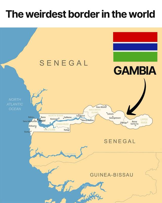 گامبیا؛ عجیب‌ترین مرز جهان!+ عکس