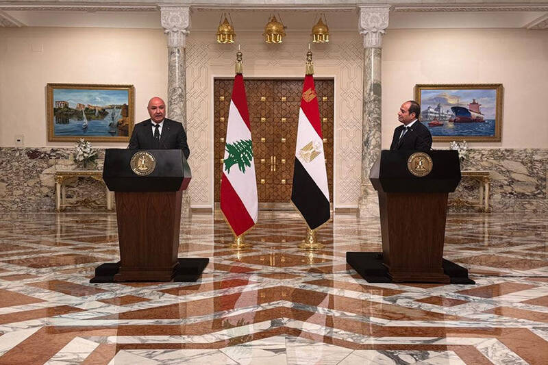 لبنان،مصر،روابط،عون،اراضي،حاكميت،تأكيد،رژيم،صلح،جمهور،امنيت، ...