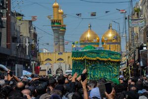 تصاویر مراسم تشییع نمادین جوادالائمه در کاظمین