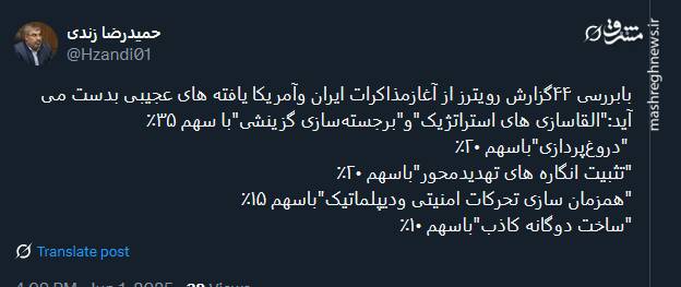 یافته های عجیب در بررسی ۴۴ گزارش رویترز از آغاز مذاکرات ایران وآمریکا