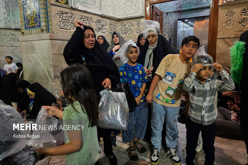 حرم مطهر امام رضا (ع) در شب بارانی عید قربان